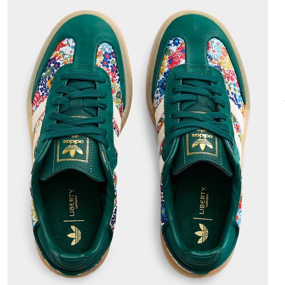 Adidas limited edition green floral Sambae sneakers made with Liberty fabric NWT - Picture 1 of 11